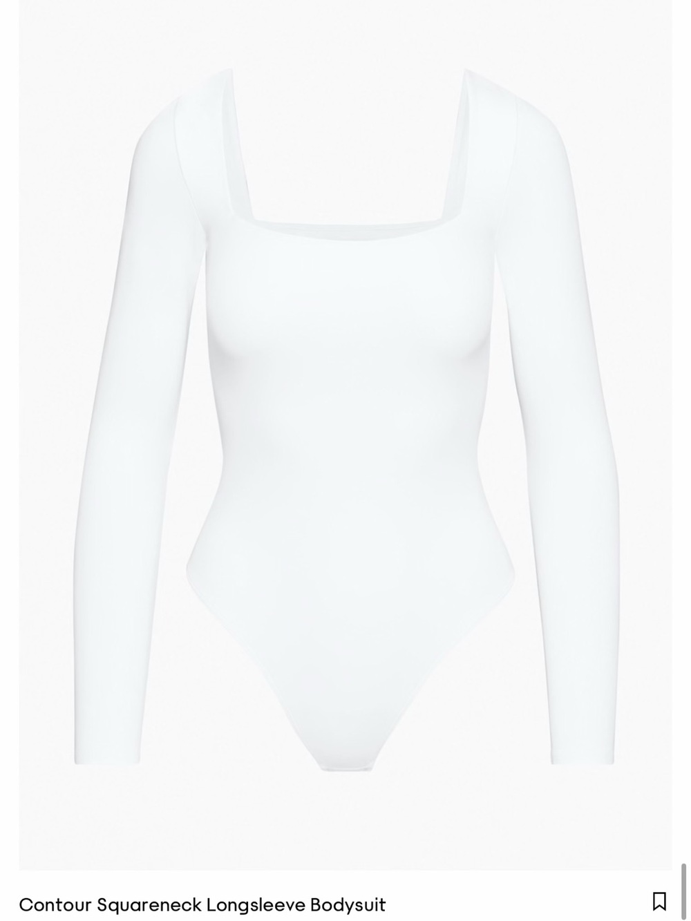 Aritzia White Square-Neck Long Sleeve Contour Bodysuit